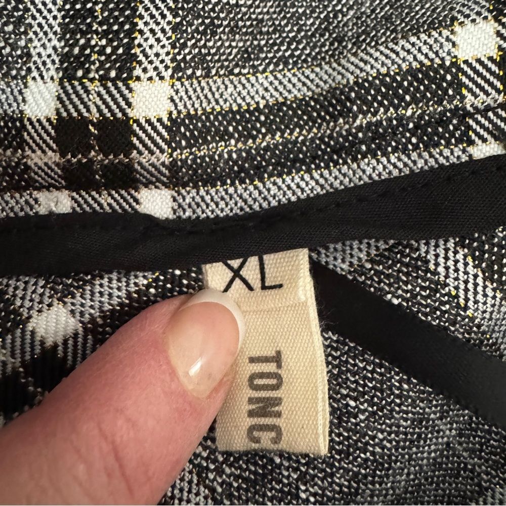 Gray Black Plaid Mini Skirt XL Lace Up Waist Schoolgirl Y2K Aesthetic Skirt - Picture 4 of 7